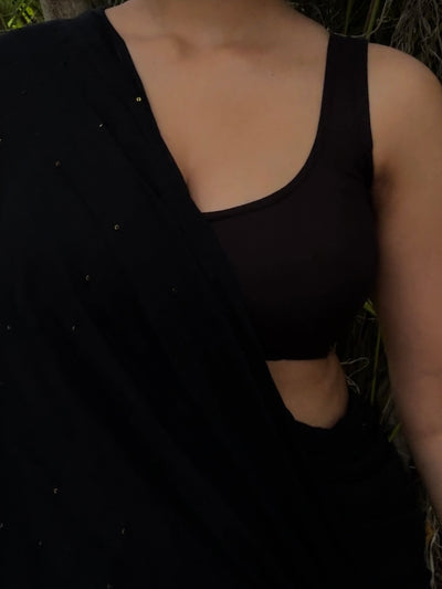 Classic Black Wide Scoop Neck Blouse
