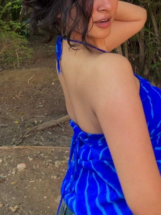 Evaara Blue Leheriya Mermaid Top (Padded)