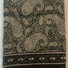 Hunter Green Kota Doria Hand Block Printed Unstitched Suit Set