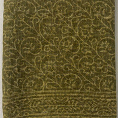 Olive Yellow Kota Doria Hand Block Printed Unstitched Suit Set