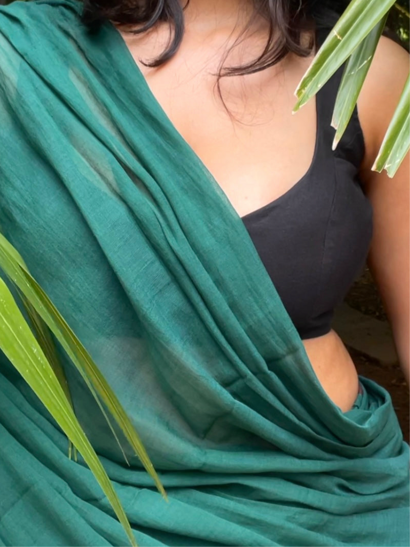 Classic Black Leaf Neck Blouse