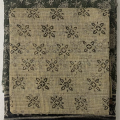 Hunter Green Kota Doria Flower Hand Block Printed Unstitched Suit Set