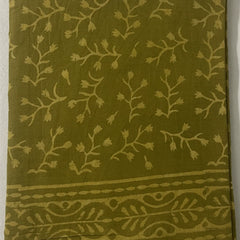 Olive Yellow Kota Doria Hand Block Printed Unstitched Suit Set