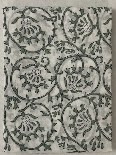Pista Green Kota Doria Hand Block Printed Unstitched Suit Set