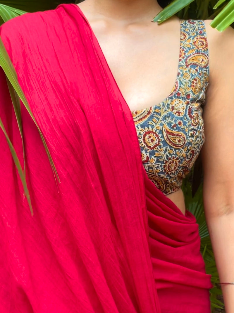 Rekhta Kalamkari Leaf Neck Blouse