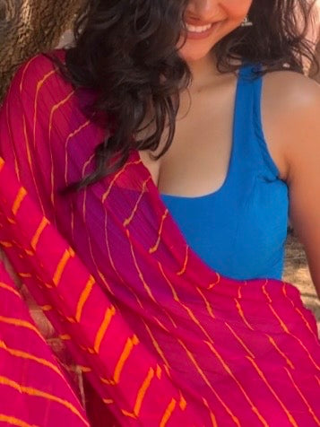 Evaara Sky Blue Criss Cross Back Blouse