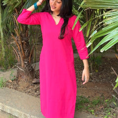 Roop Pink Cotton Straight Kurta Set