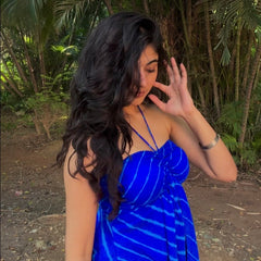 Evaara Blue Leheriya Mermaid Top (Padded)