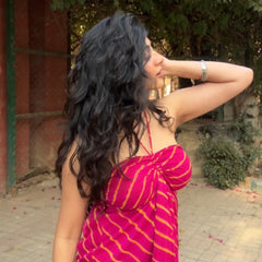 Ivaanya Pink Leheriya Mermaid Top (Padded)