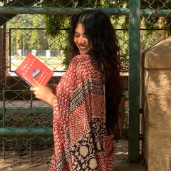 Laal Bagru Gadh Hand Block Printed Mul Cotton Saree