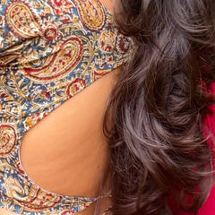 Rekhta Kalamkari Scoop Neck Blouse With Elbow Length Sleeves
