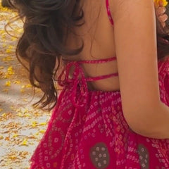 Tia Pink Bandhani Flowy Tie Back Top