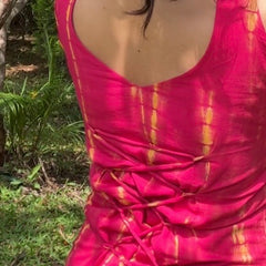 Pihu Pink Sleeveless Tie- Back Kurti