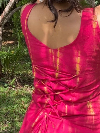 Pihu Pink Sleeveless Tie- Back Kurti