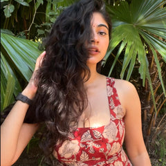 Gul Bagru Hand Block Printed Closed Back Tie- Top