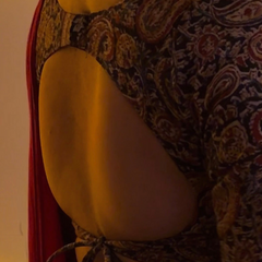 Leela Kalamkari Leaf Neck Blouse With Elbow Length Sleeves