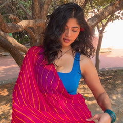 Ivaanya Pink Leheriya Chiffon Saree