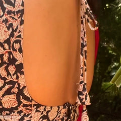 Raat ki Rani Leaf Neck Blouse With Elbow Length Sleeves