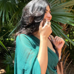 Bottle Green Handwoven Mul Mul Cotton Saree With Tassels