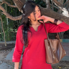 Amara Red Cotton Straight Kurta Set