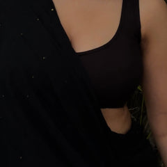 Classic Black Wide Scoop Neck Blouse