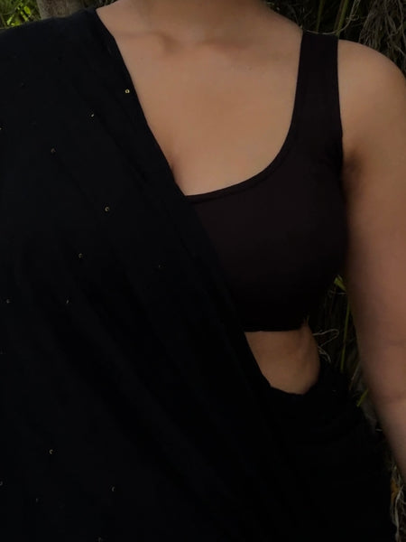 Classic Black Wide Scoop Neck Blouse