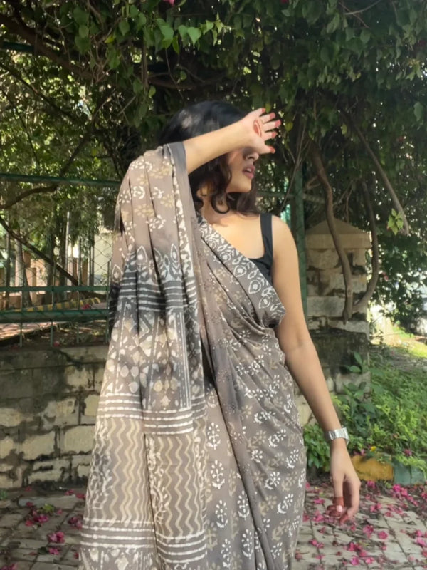 Bhoomi Daabu Hand Block Print Pure Cotton Saree