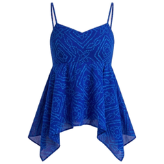 Mira Blue Bandhani Flowy Tie Back Top