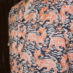 Shenlong Black and Red Handblock Printed Shirt