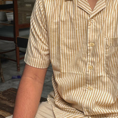 Classic Yellow Striped Handblock Printed Shirt