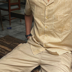 Classic Yellow Striped Handblock Printed Shirt