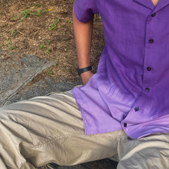 Cuban Collar Soft Lavender Ombre Tie-Dye Shirt