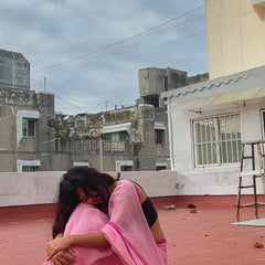 Anaya Pink Handwoven Mul Mul Cotton Saree with Magenta Pink Border
