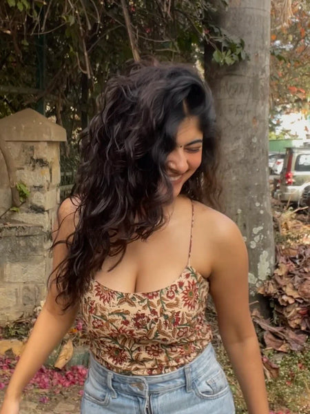 Vanya Hand Block Printed Criss-Cross Back Top