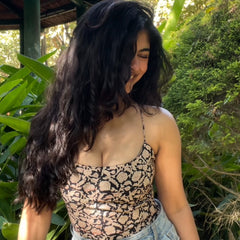 Raat ki Rani: Black Kalamkari Criss-Cross Top