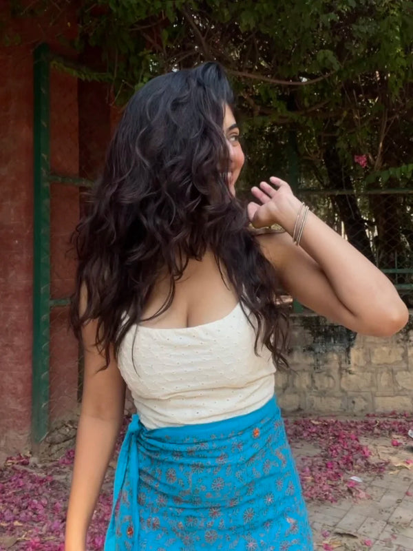 Roohi Off White Criss-Cross Back Top