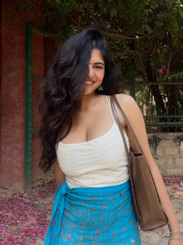 Roohi Off White Criss-Cross Back Top