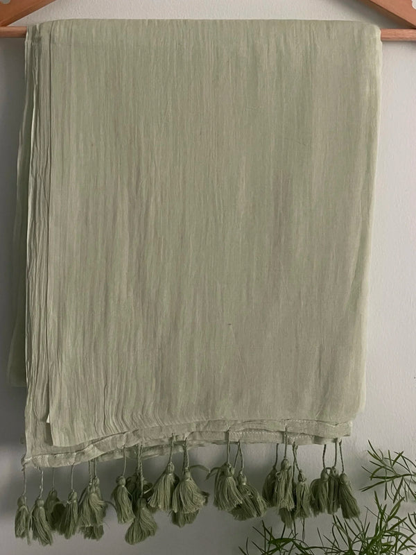 Kaira Pistachio Green Handwoven Mul Mul Cotton Saree