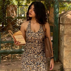 Reha Kalamkari Halter Neck Kurti