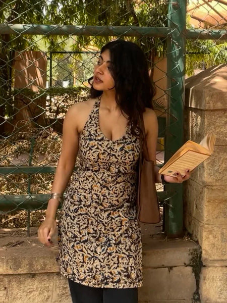 Reha Kalamkari Halter Neck Kurti