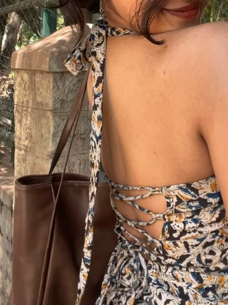 Reha Kalamkari Halter Neck Kurti