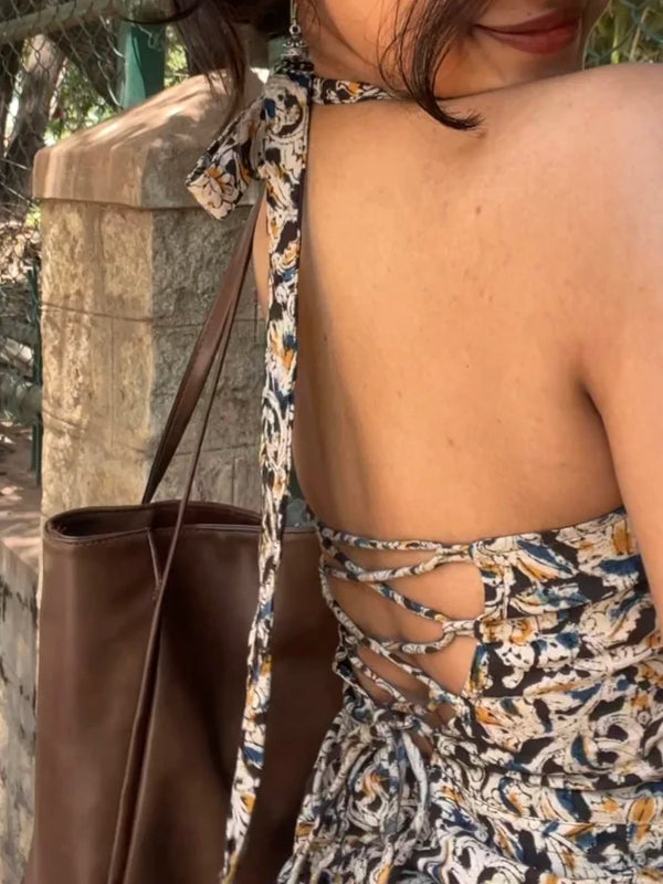 Reha Kalamkari Halter Neck Kurti