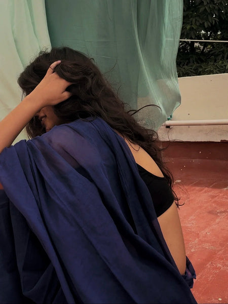 Rayna Royal Blue Handwoven Mul Mul Cotton Saree