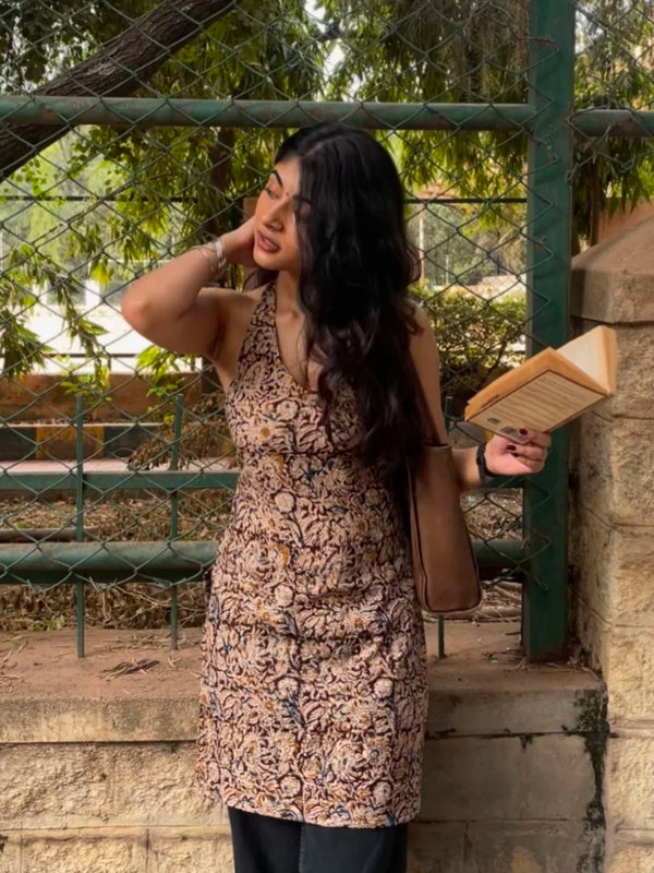 Meher Kalamkari Halter Neck Kurti