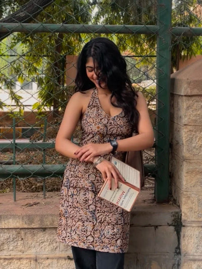 Meher Kalamkari Halter Neck Kurti