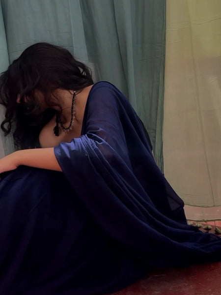 Rayna Royal Blue Handwoven Mul Mul Cotton Saree