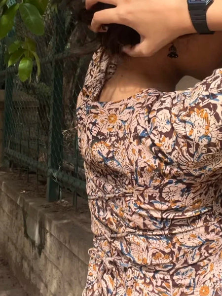 Meher Kalamkari Full Sleeves Tie- Back Kurti