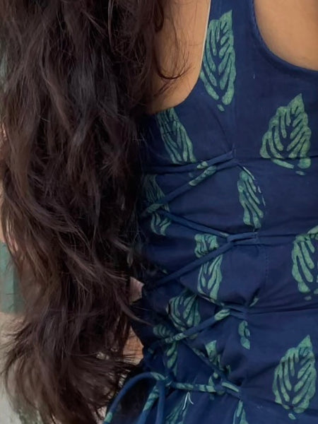 Vanika Hand Block Printed Closed Back Tie- Top