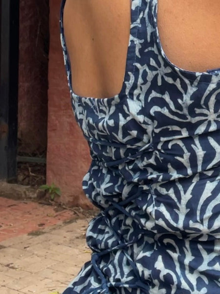 Aavya Hand Block Printed Closed Back Tie Top