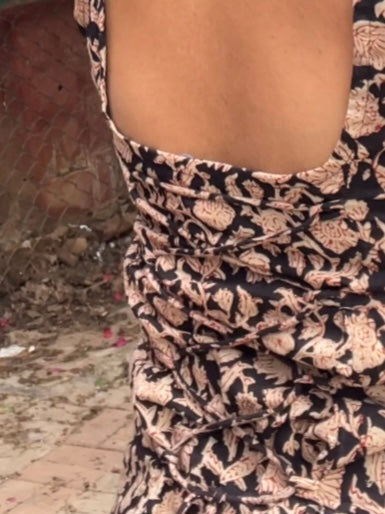 Raat ki Rani Hand Block Printed Closed Back Tie- Top